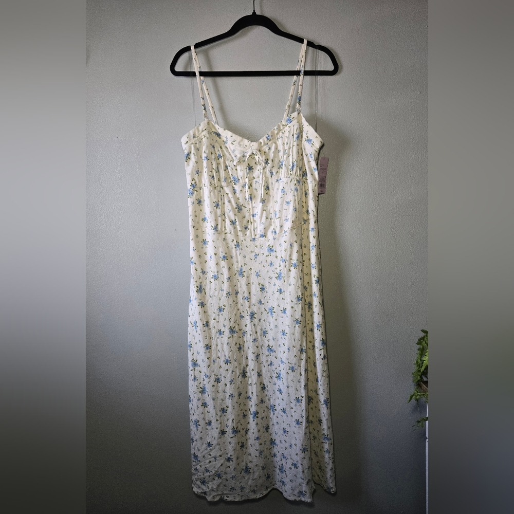 Wild Fable White Floral Midi Dress Spaghetti Strap‎ Corset Style Size 17 NWT